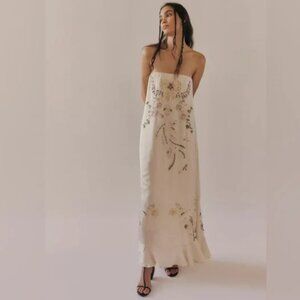 Free People Bali At Last Maxi Dress NWT Ivory Cream Beaded Embellished XS